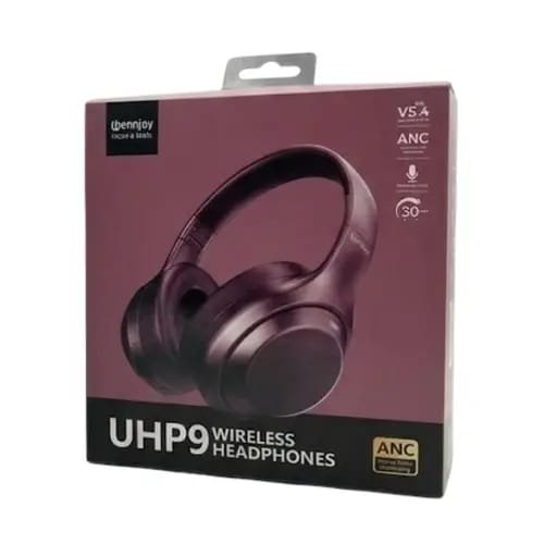 Uenjoy UHP9 Wireless Bluetooth Headphones - Maroon Wine | ANC Active Noise Cancelling, V5.4, 70H Playtime, Over-Ear Headset with Mic + Premium Box